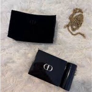 Dior Glossy Black Clutch with Gold Accents